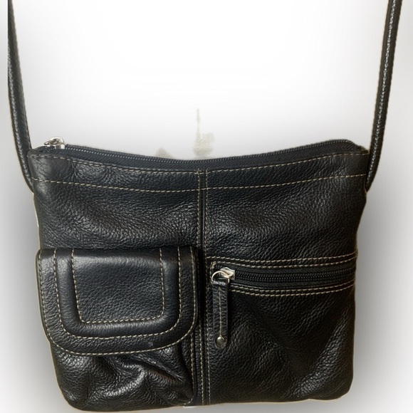 Tignanello Black Leather Crossbody Bag - Picture 1 of 7